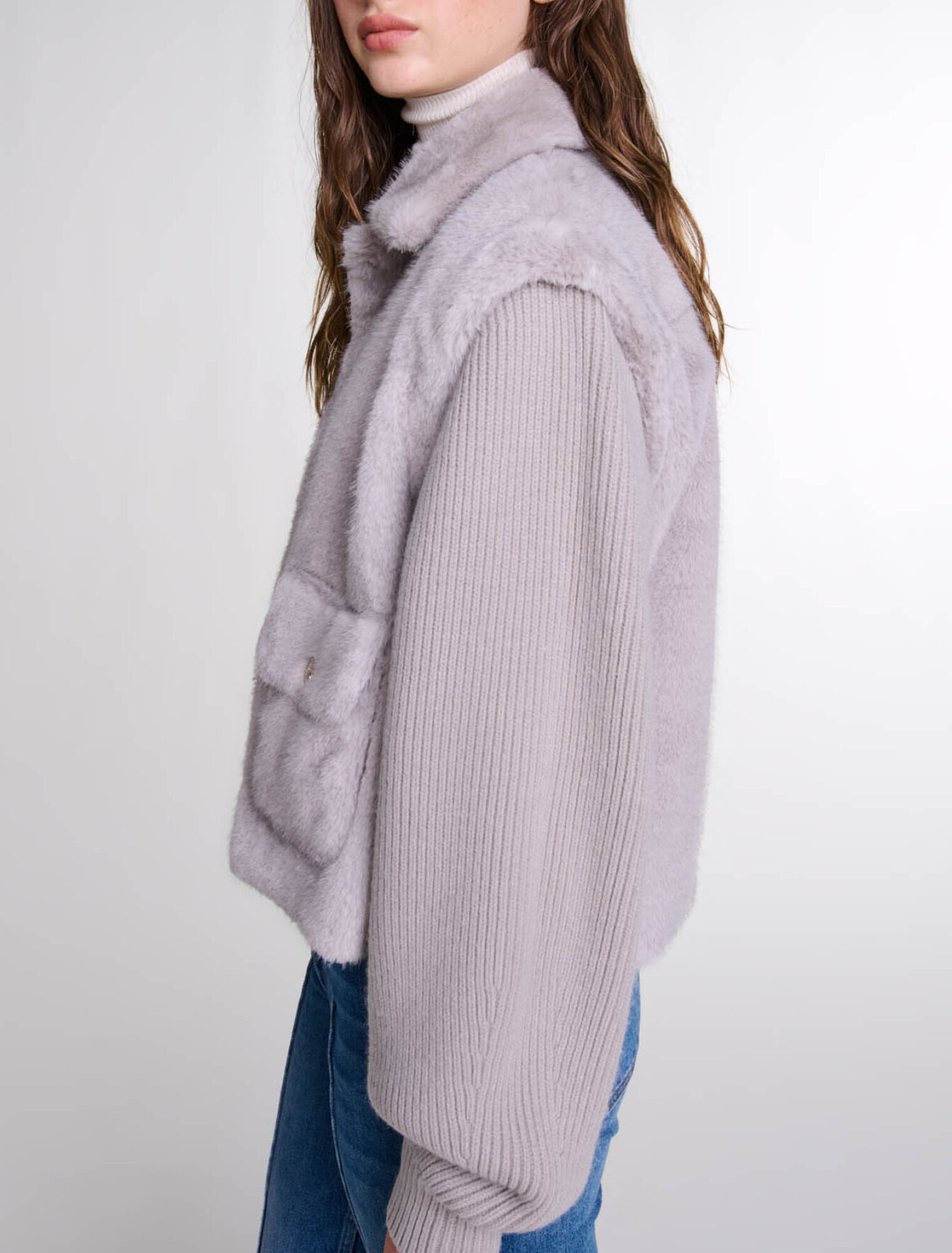 Kunstfelljacke aus Bi-Material