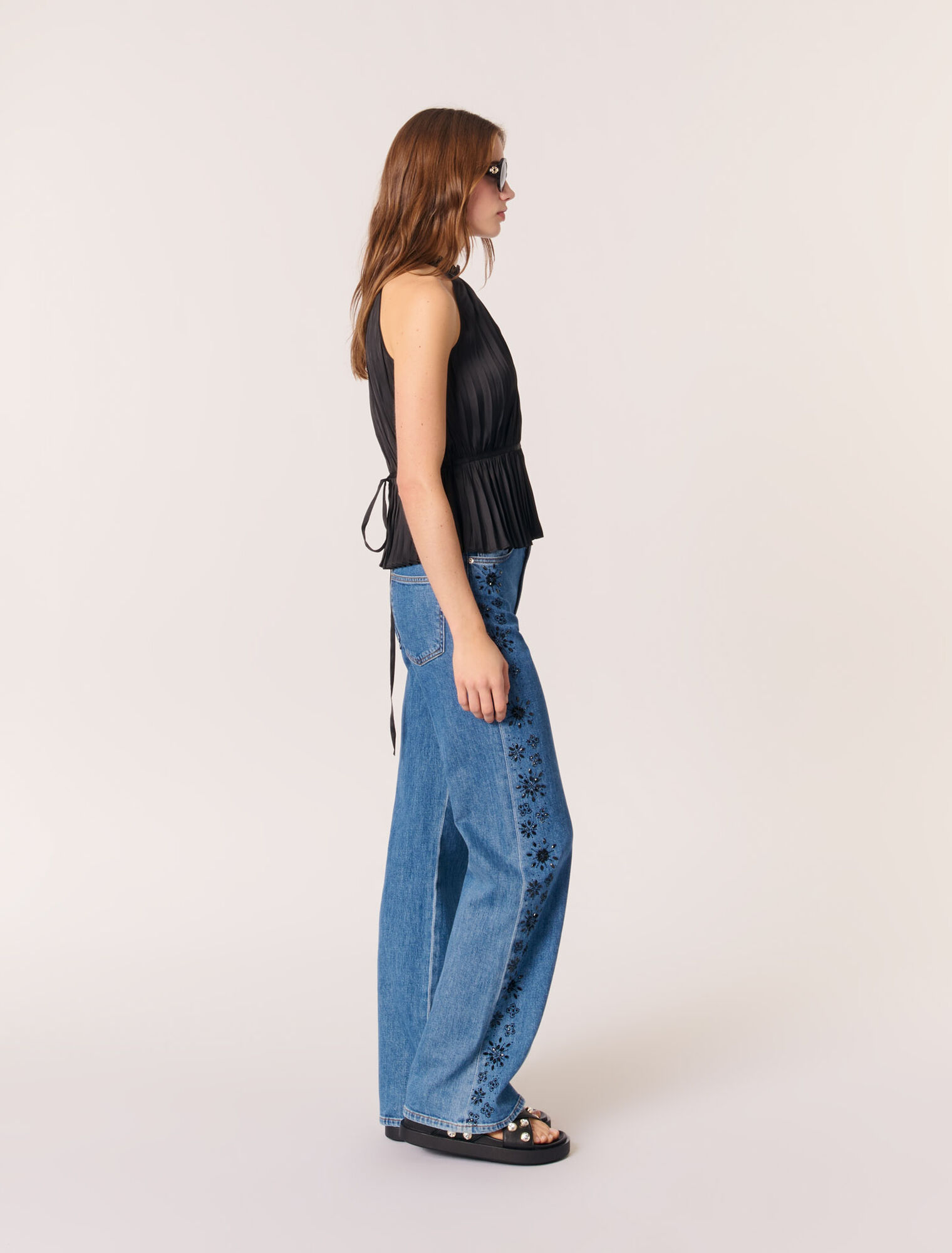Plissiertes Top aus Satin