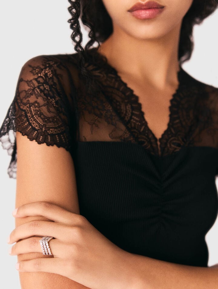 Bicolor-Ring mit Strass