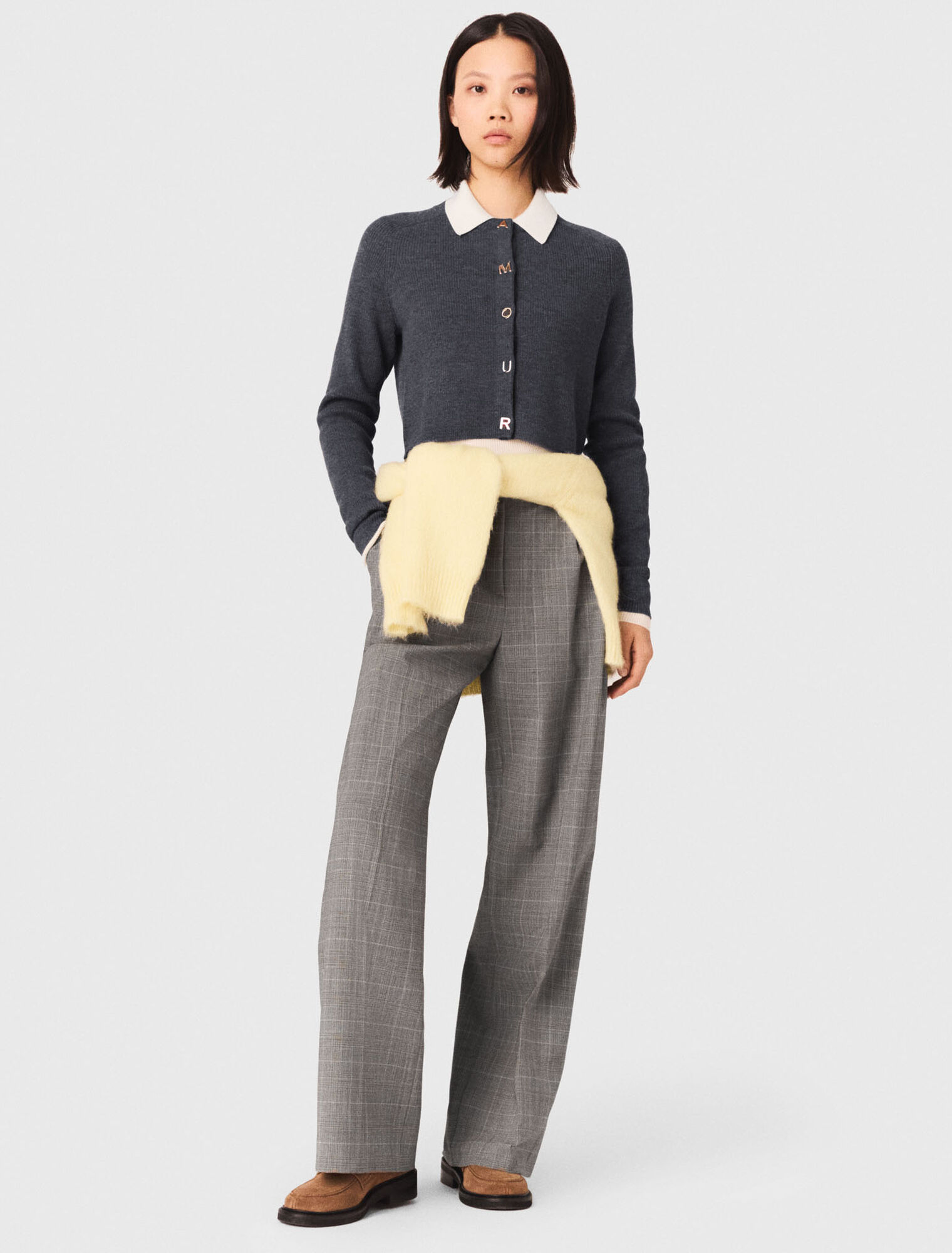 Rippstrick-Cardigan mit Rundhals