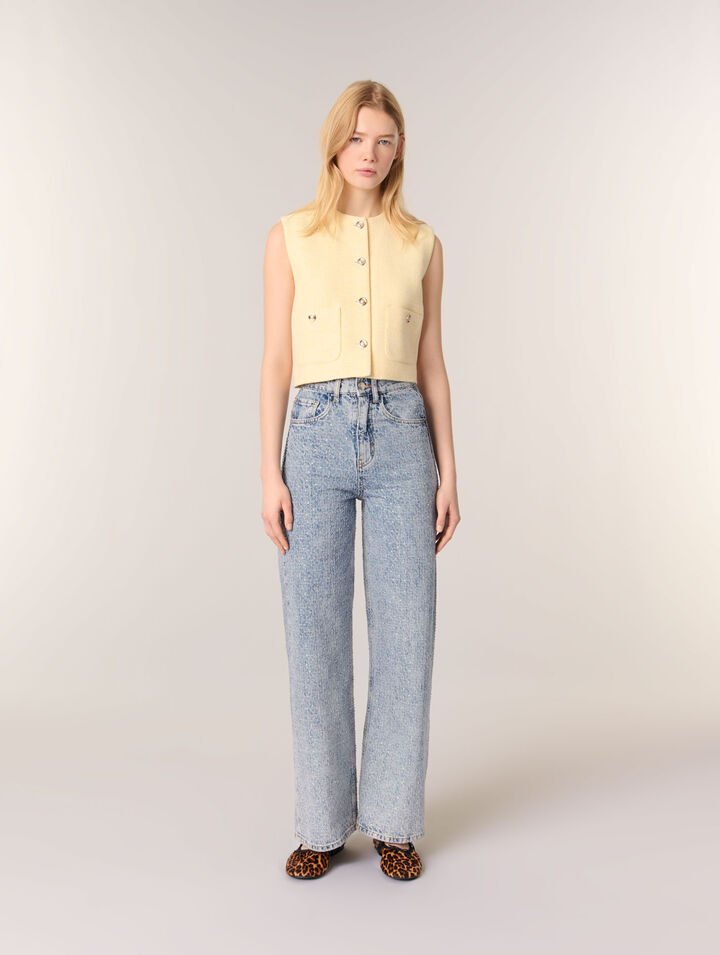 Weite Jeans mit Strassbesatz