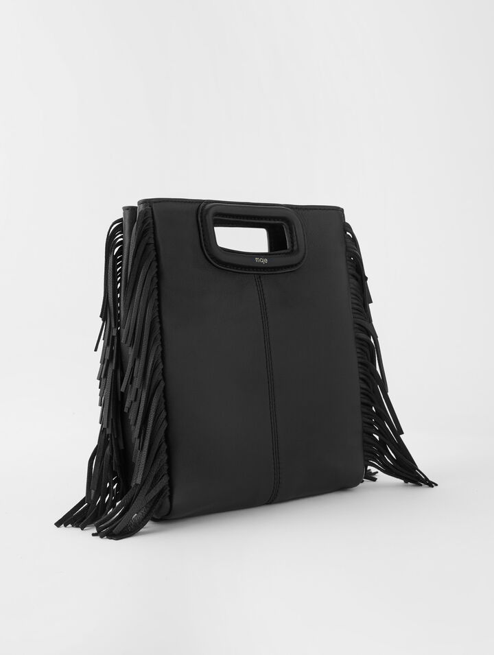 M-Tasche aus Glattleder mit Fransen