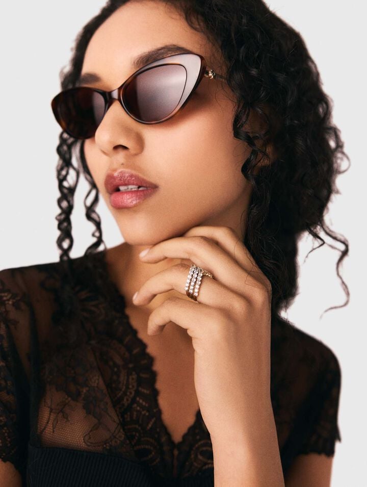 Bicolor-Ring mit Strass