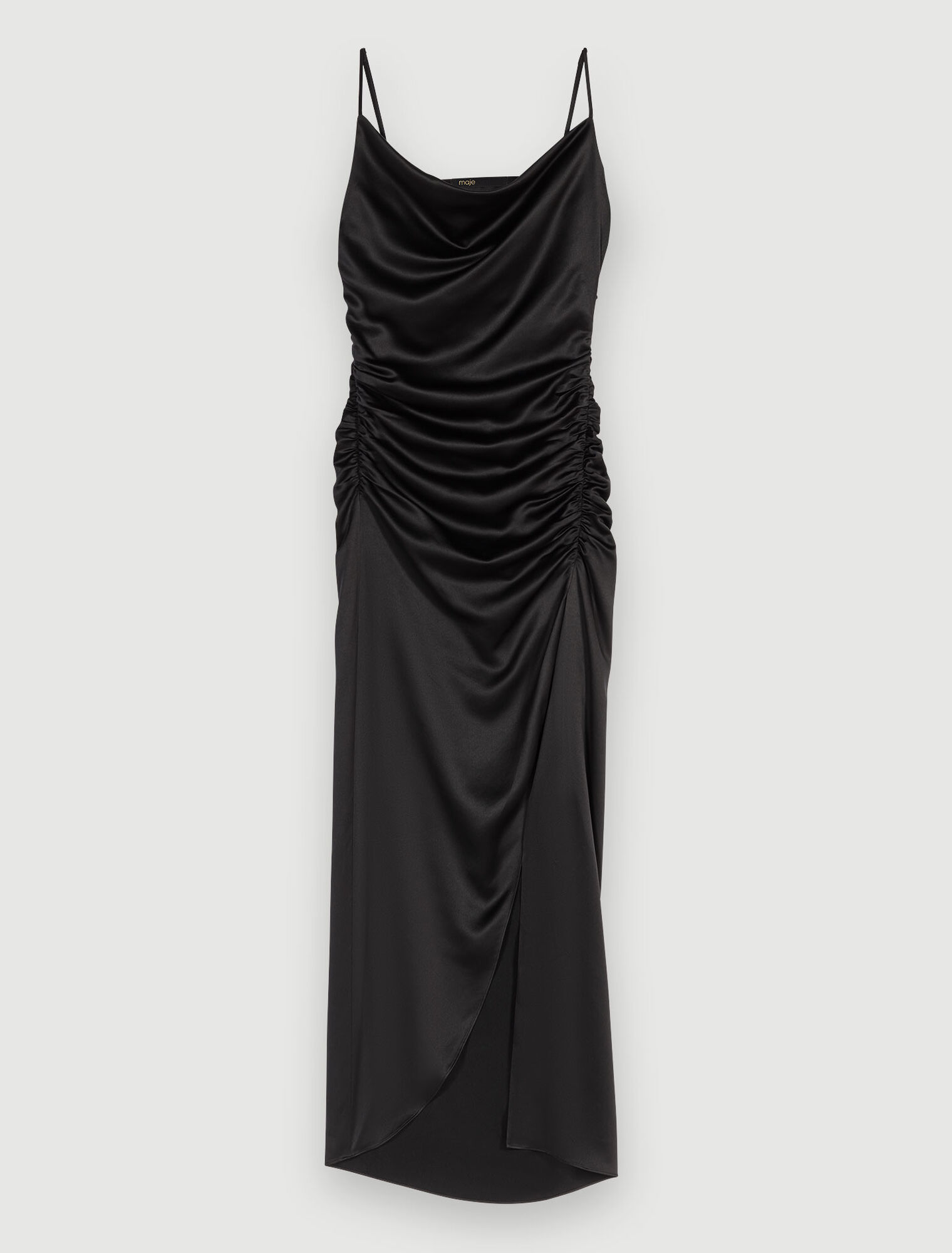 Geschlitztes drapiertes langes Kleid