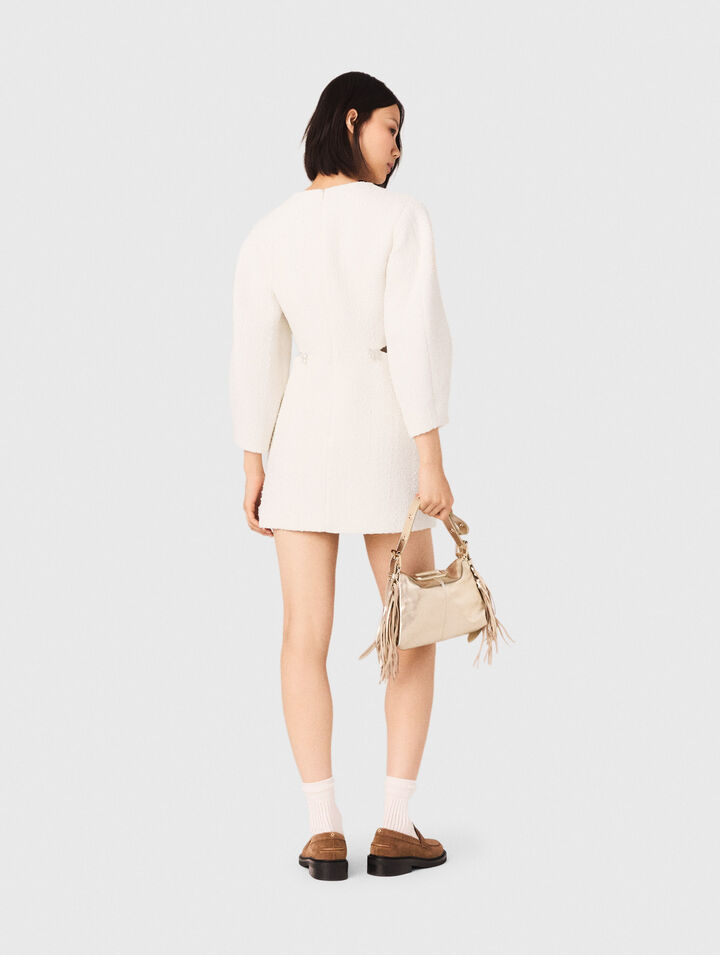 Kurzes Tweedkleid mit Ballonärmeln