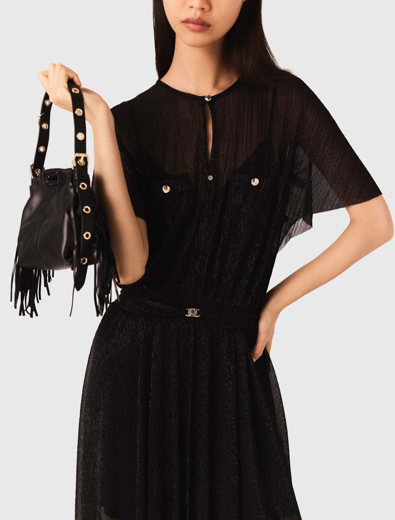 Langes metallisches Kleid