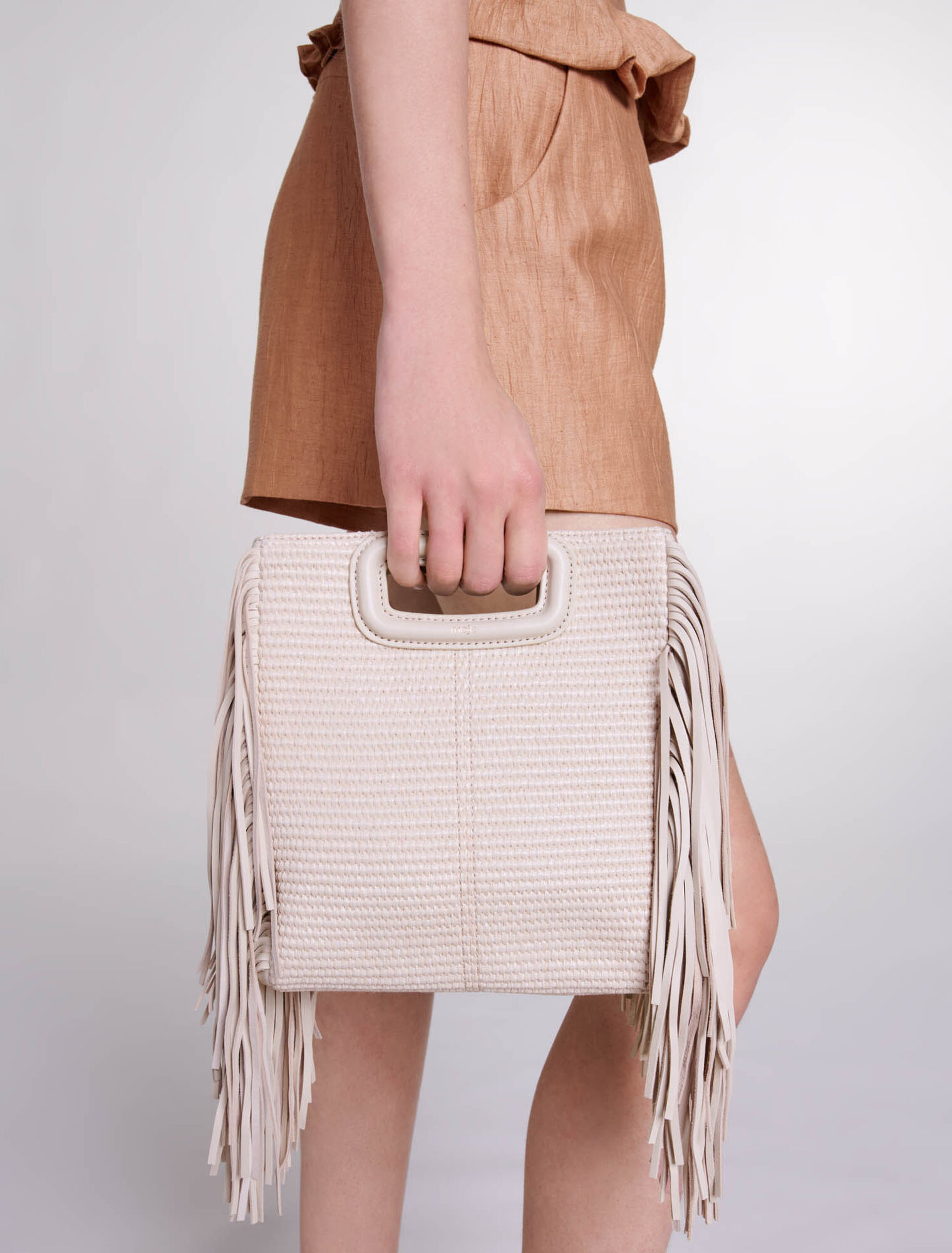 M-Tasche aus Stoff und Bast