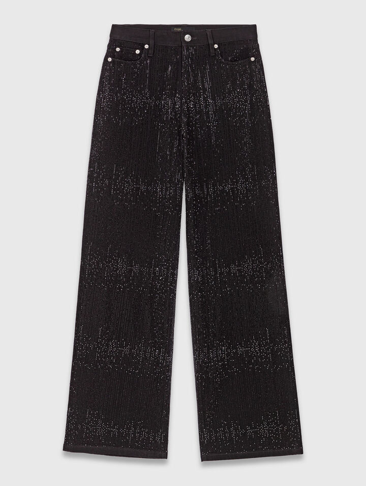 Weite Jeans mit Strass