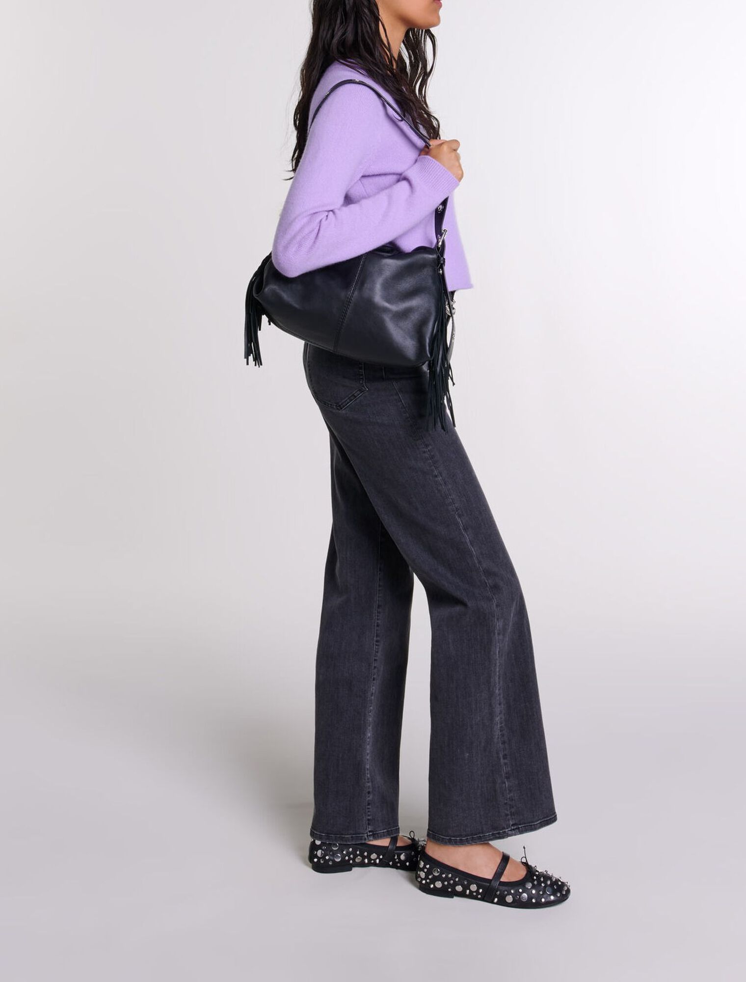 Black baggy jeans with belt