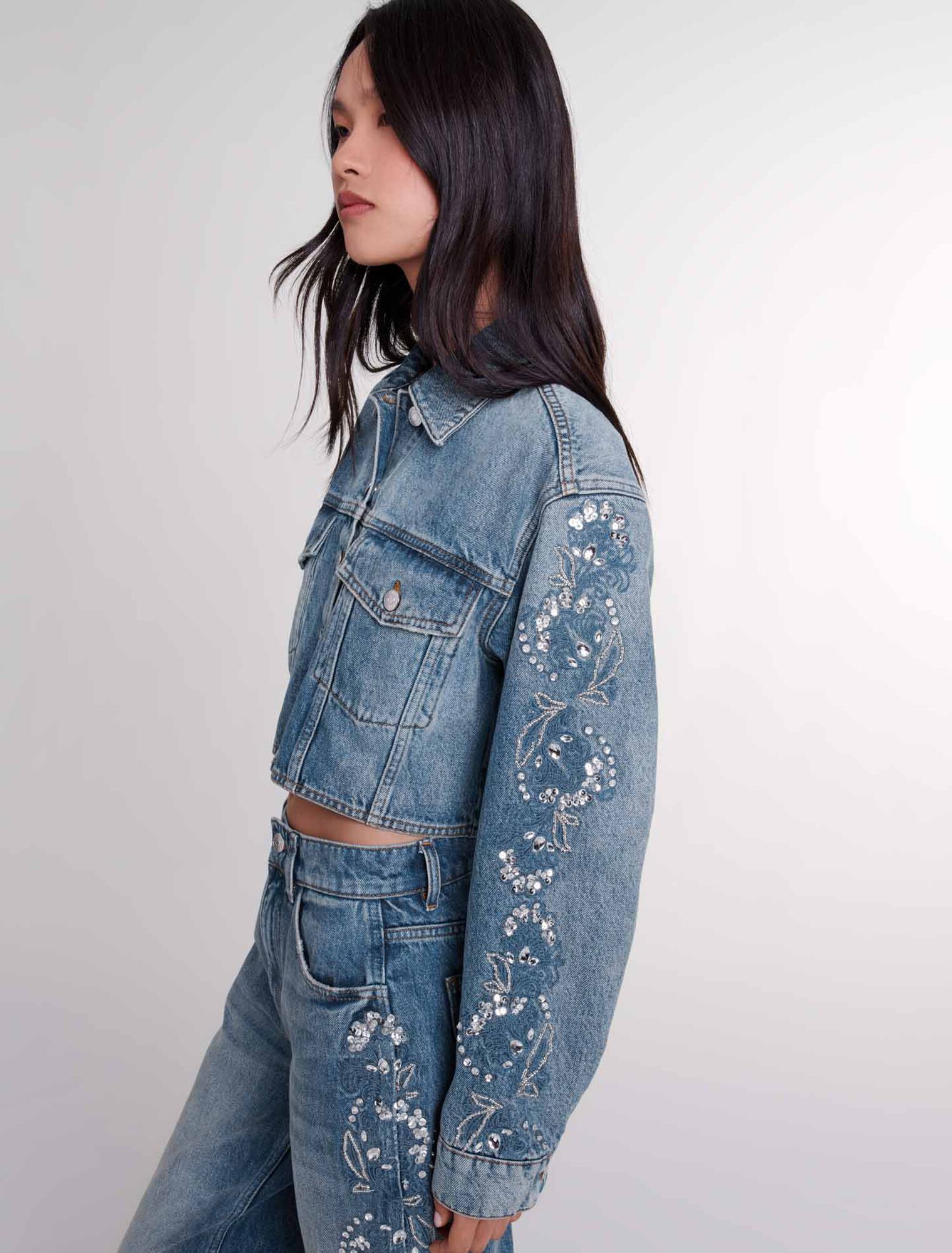 Blouson aus besticktem Denim 