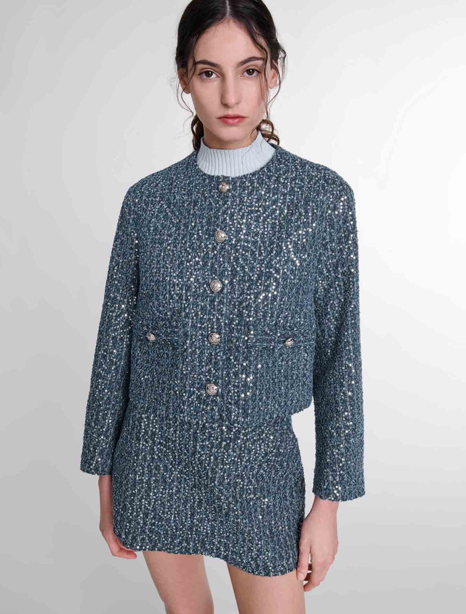 Tweed-Jacke mit Pailletten