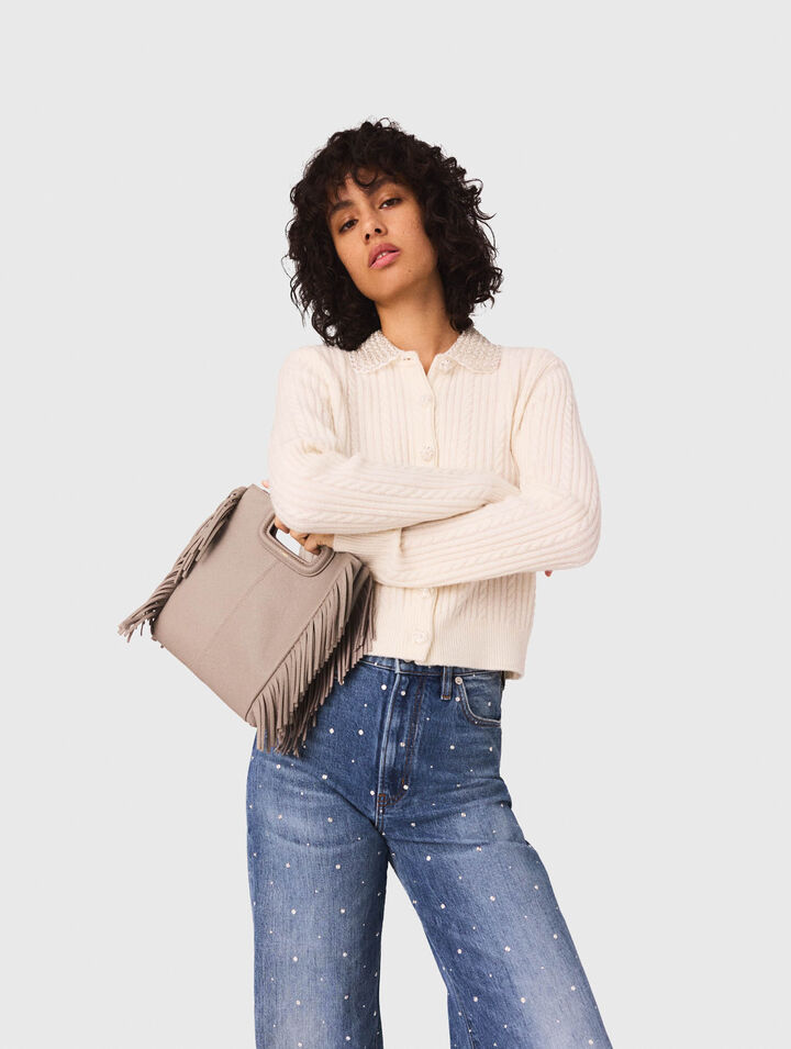 Strickjacke mit abnehmbarem Kragen