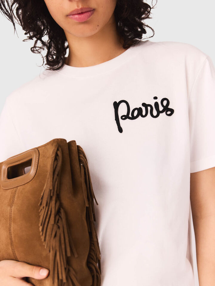 T-Shirt mit gesticktem Paris-Logo