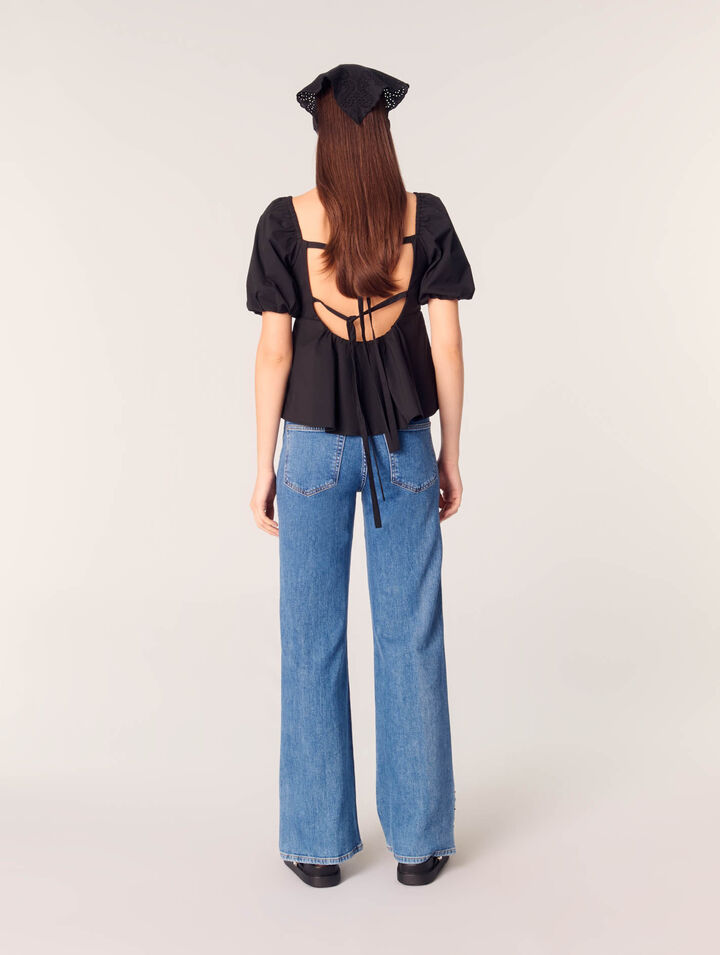 Jeans mit Strass-Stickerei