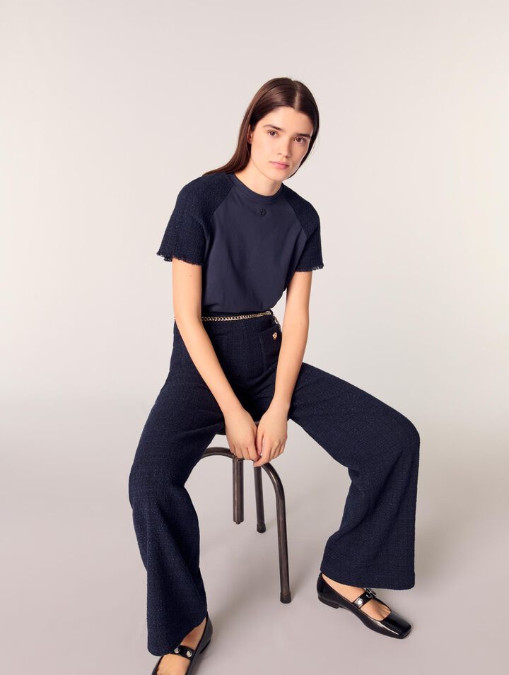 Tweed-Hose mit Kettengürtel