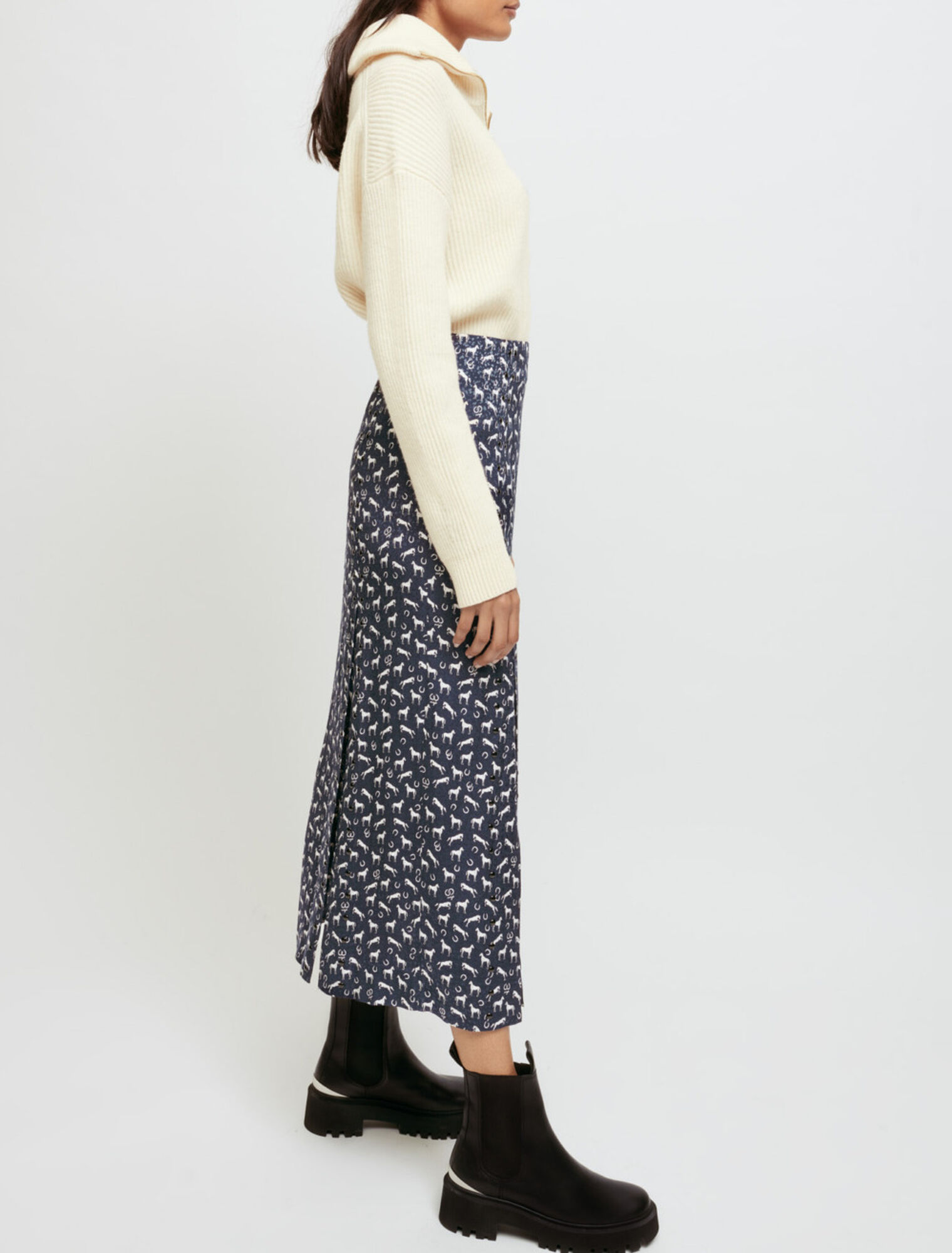 Rock aus Jacquard mit Pferdedruck