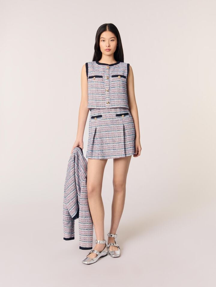 Kurzes 2-in1-Kleid aus Tweed