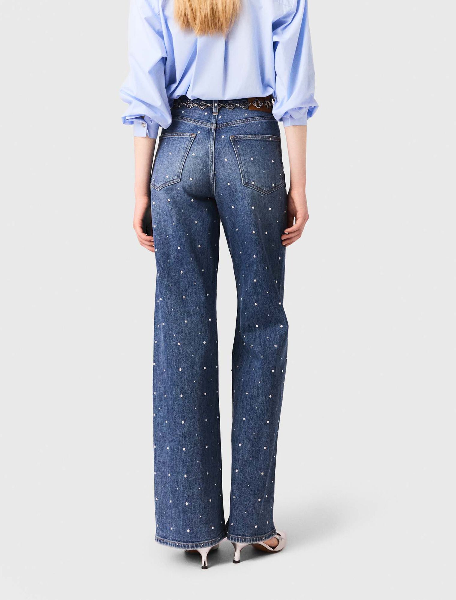 Weite Denim-Jeans mit Nieten