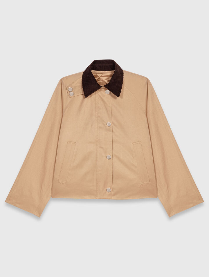 Trapez-Blouson mit Kontrastkragen