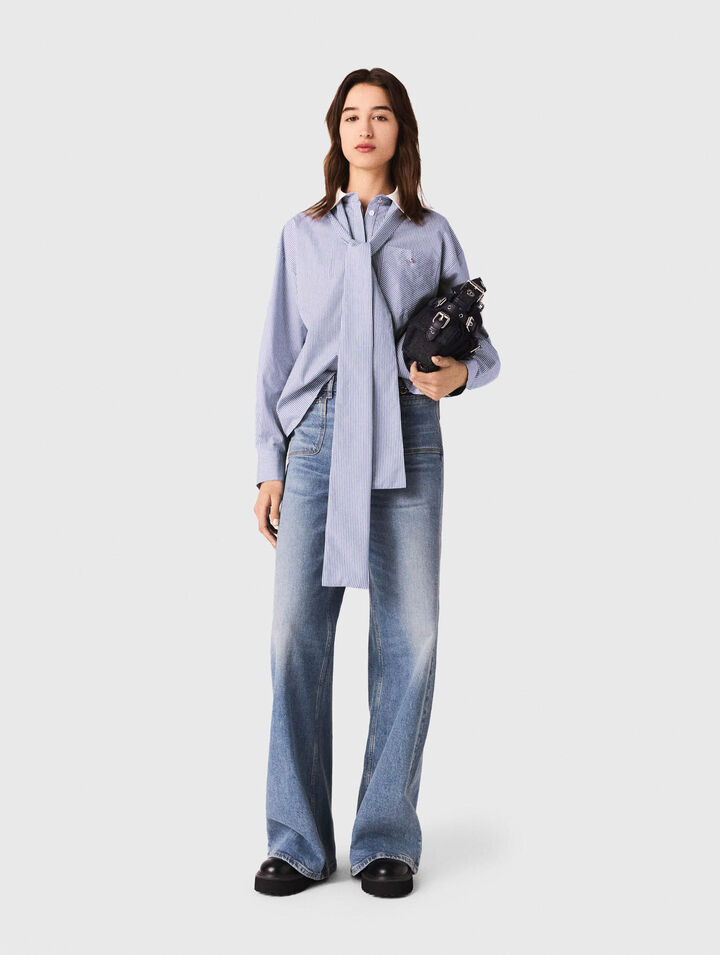 Gestreifte Bluse mit Lavallière-Kragen