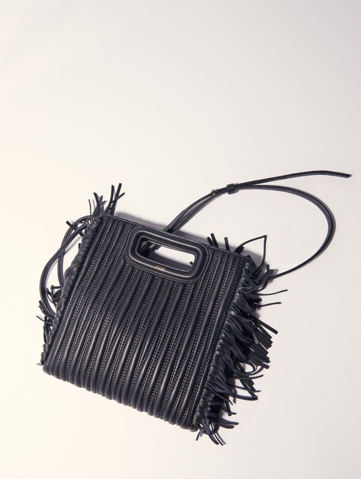 Tasche M aus gestepptem Leder