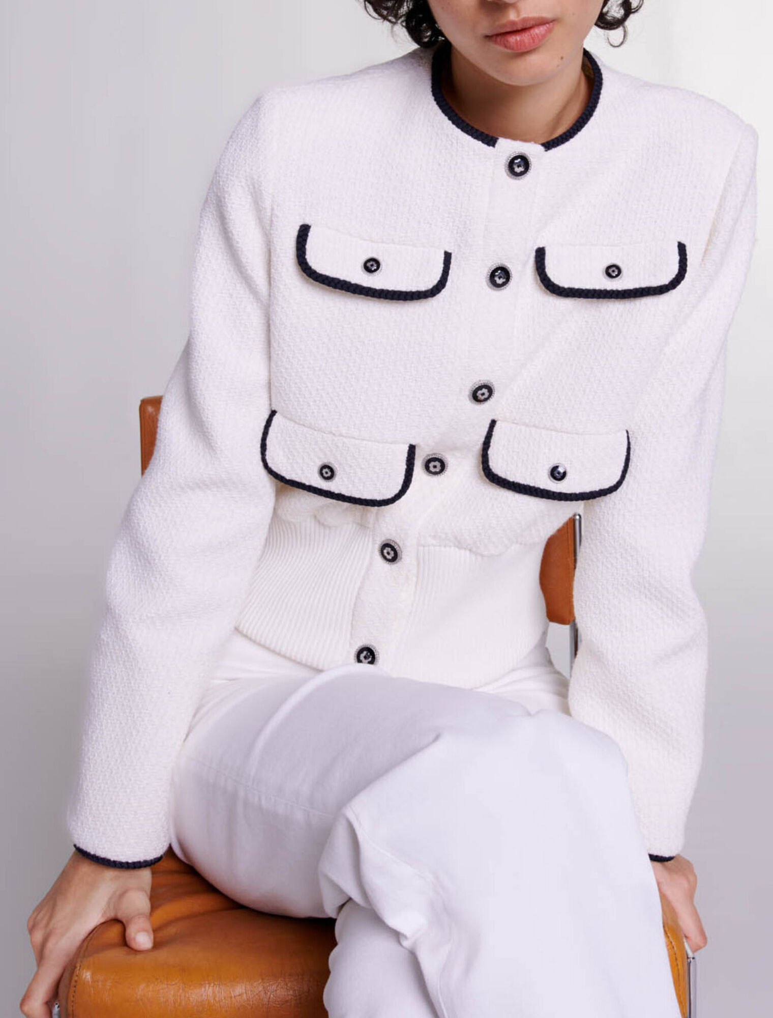 Tweed-Jacke schmale Passform