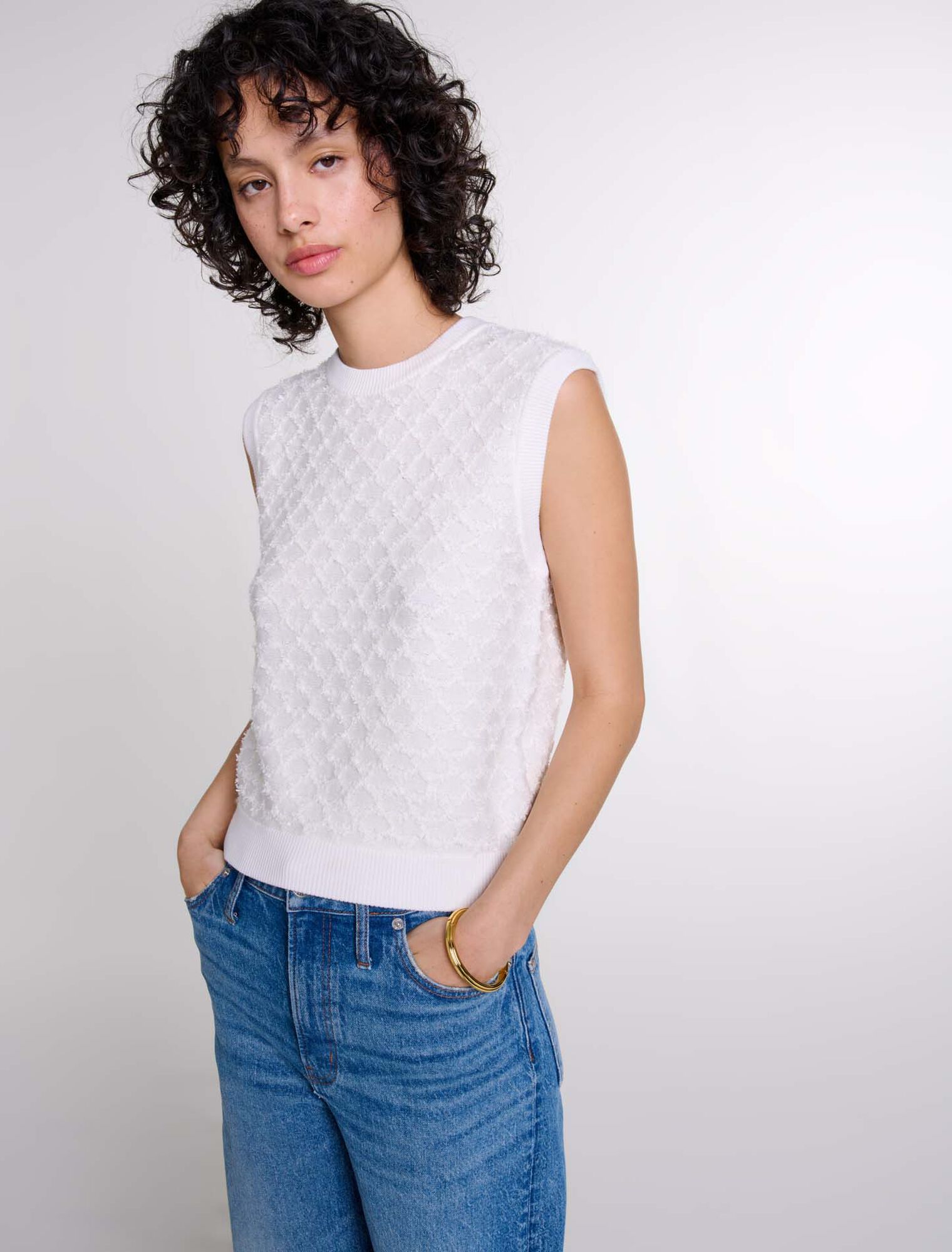 Ärmelloser Strickpullover