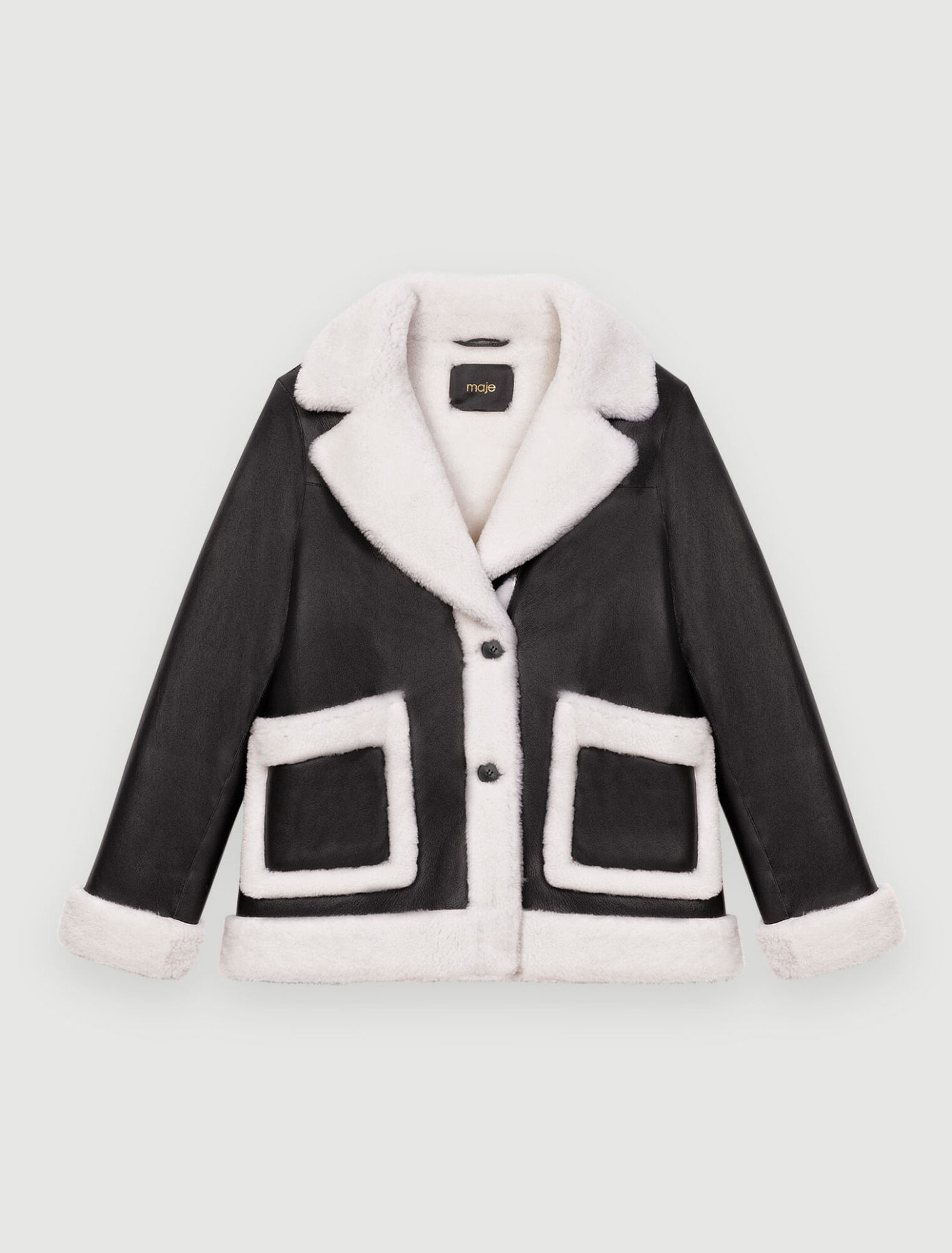 Zweifarbiger Mantel aus Pelzvelours