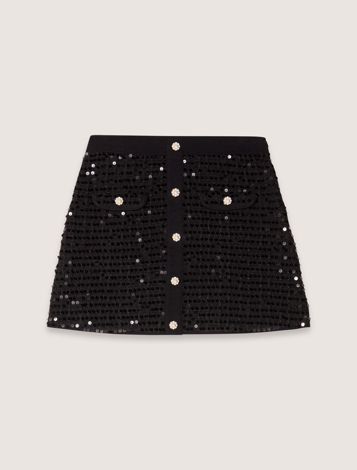 Kurzer Strickrock mit Pailletten
