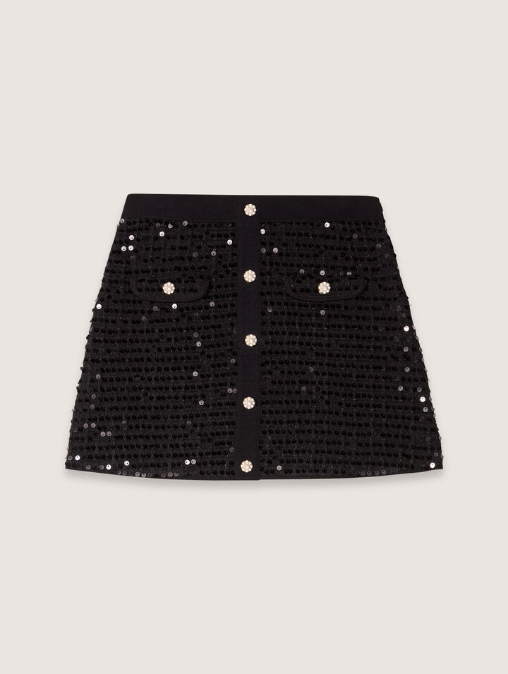 Kurzer Strickrock mit Pailletten