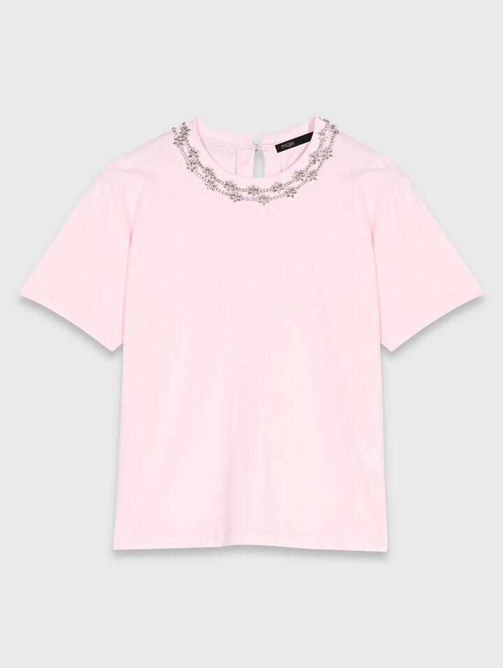 Kurzarm-T-Shirt mit Schmuckkragen