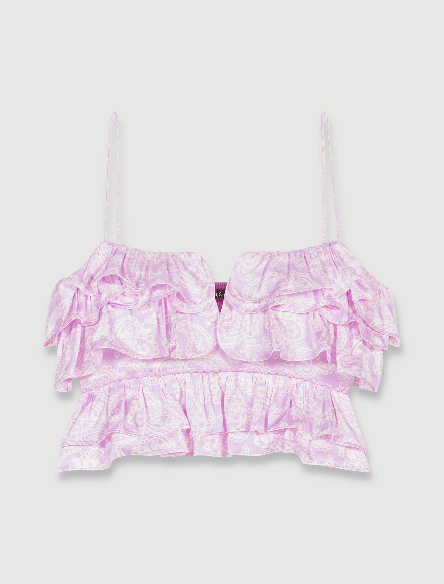 Kurzes bedrucktes Top mit Volants