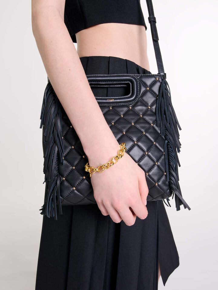 M-Tasche aus Leder mit Nieten