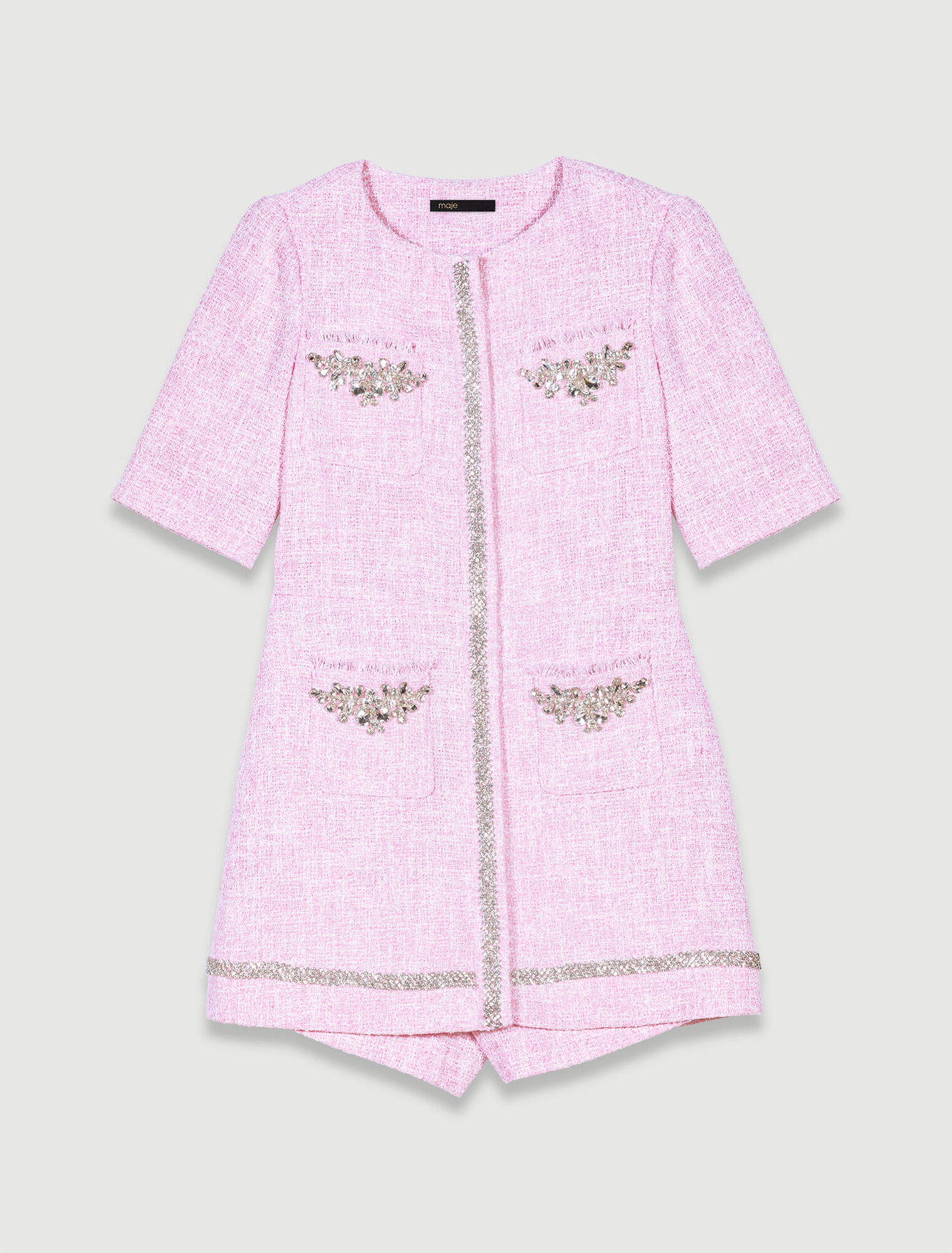Kurzoverall aus Tweed mit Strass