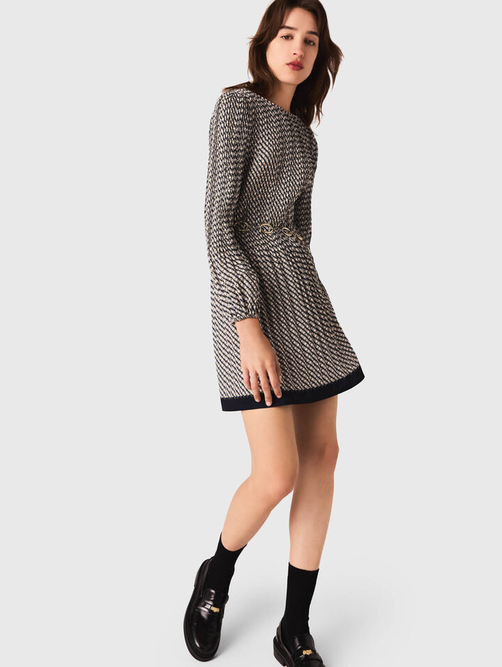 Plissiertes Kleid mit Print