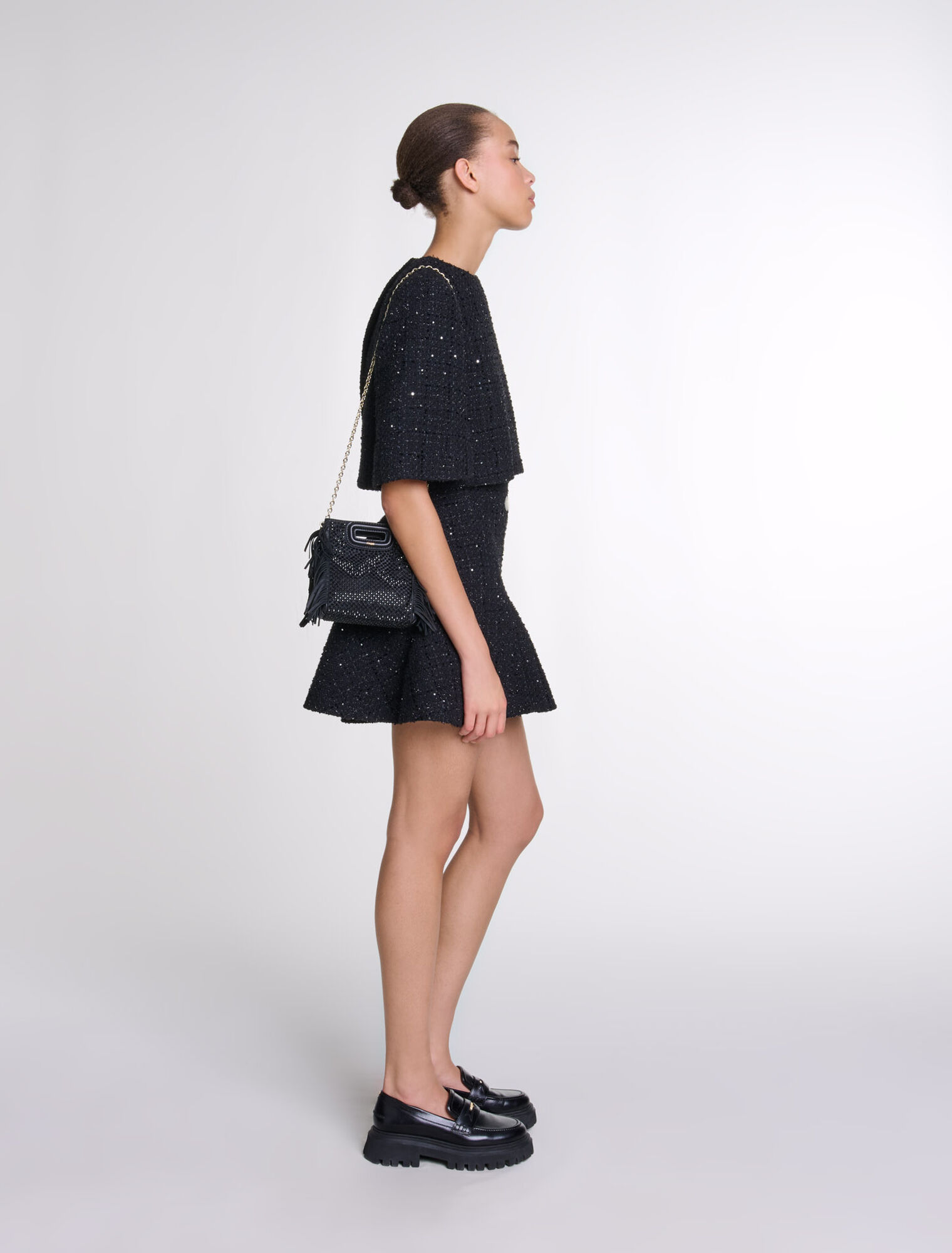 Kurzes 2-in-1 Kleid aus Tweed