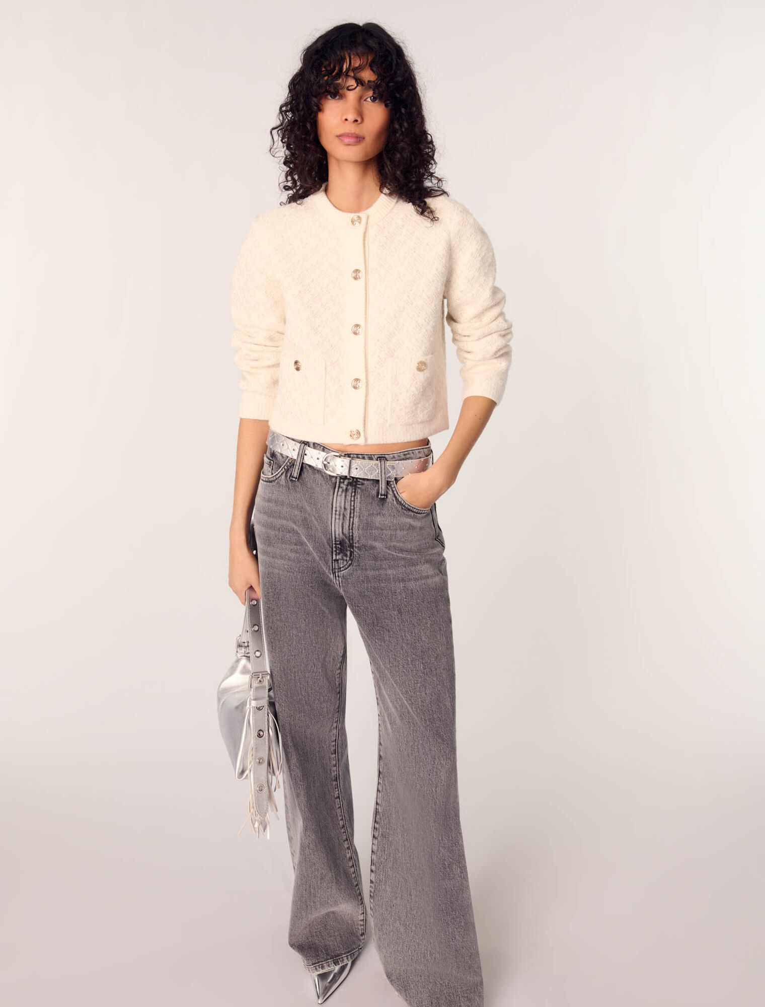 Kurzer Cardigan in Tweed-Optik