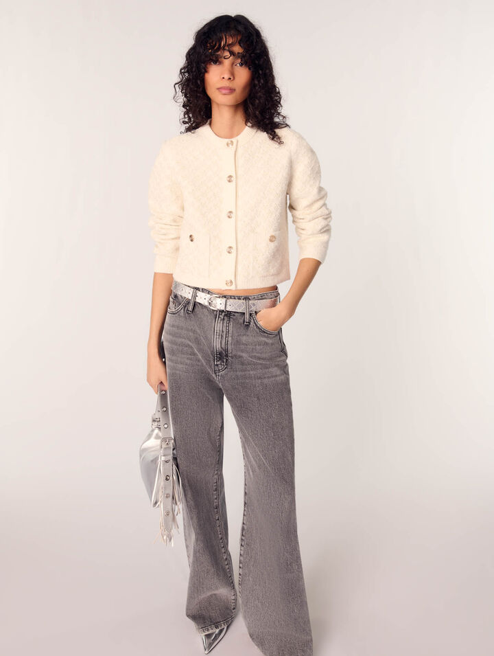 Kurzer Cardigan in Tweed-Optik