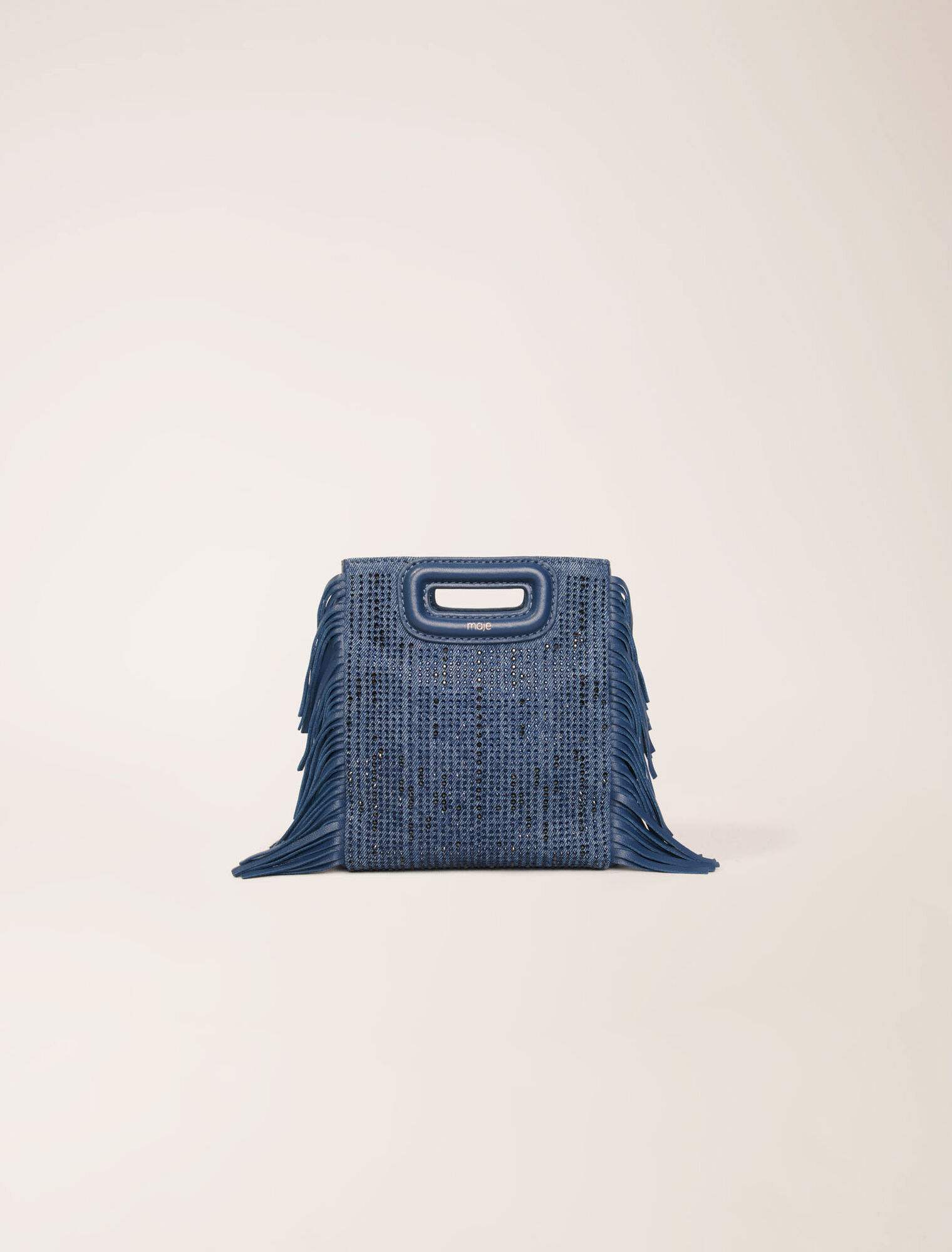 Tasche M Mini aus Denim mit Strass