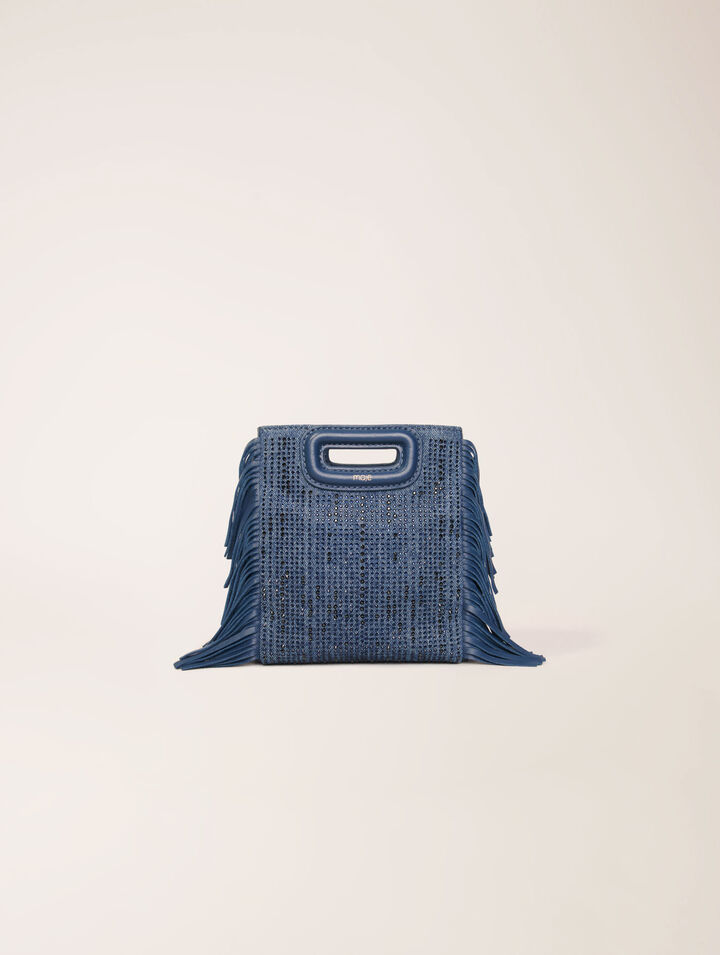Tasche M Mini aus Denim mit Strass