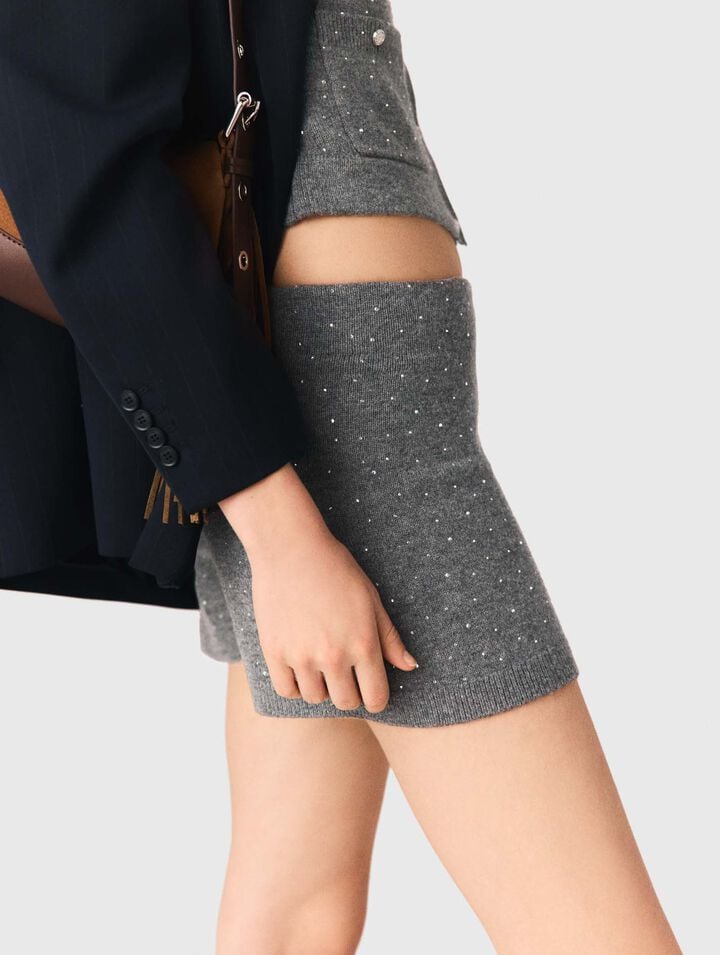 Shorts aus Strick mit Strass