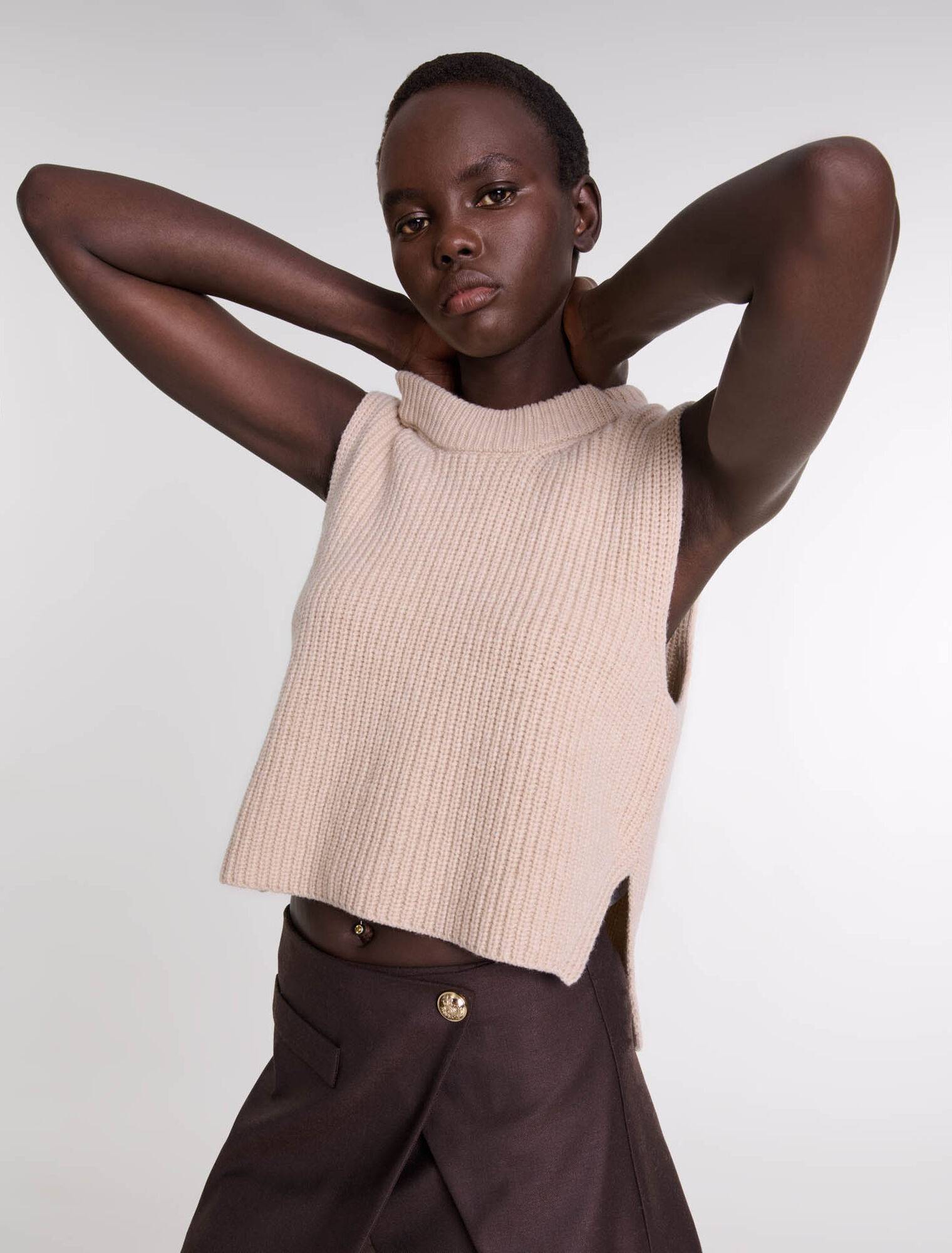 Ärmelloser Wollpullover
