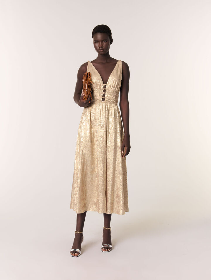 Langes Metallic-Kleid