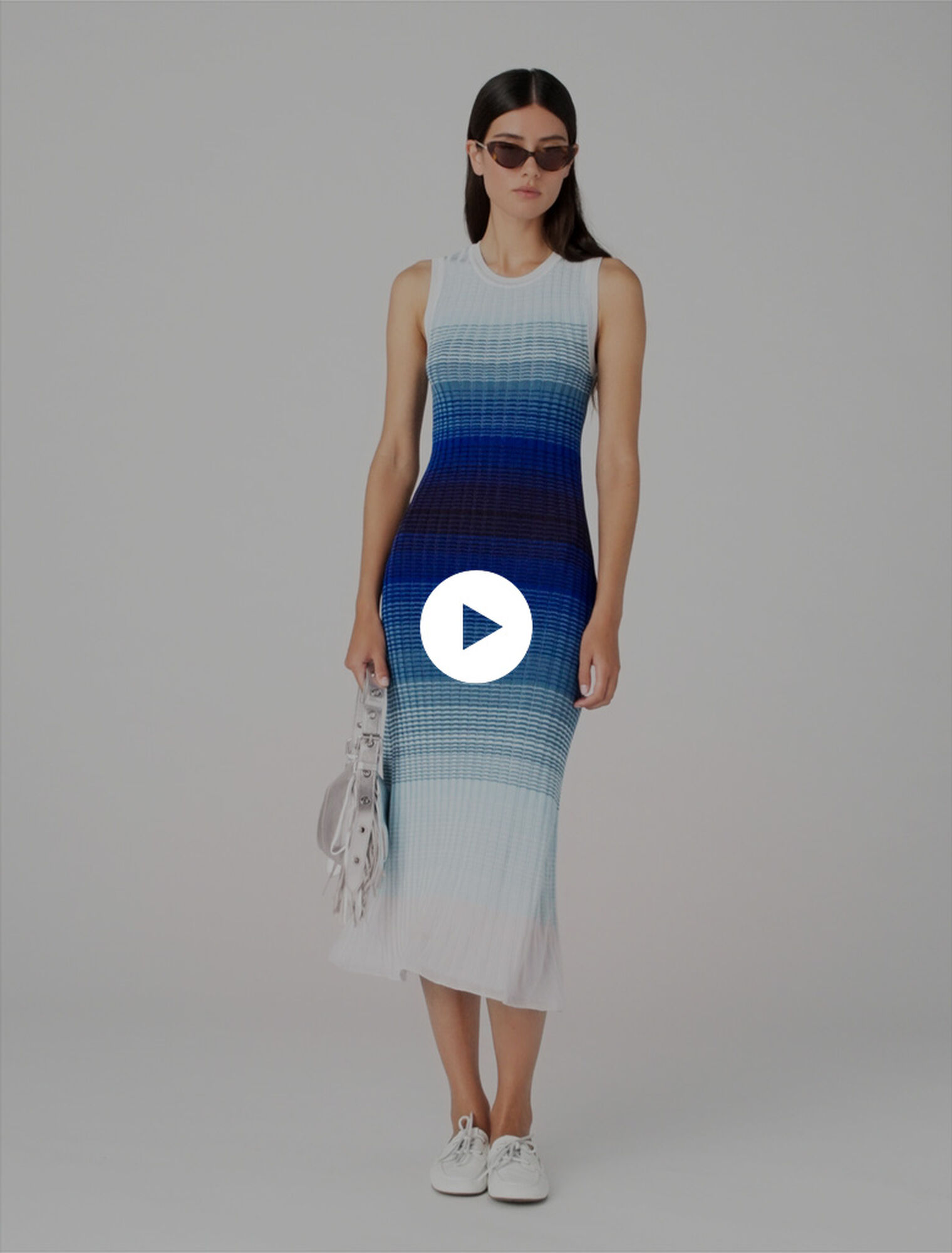 Langes Strickkleid mit Farbverlauf