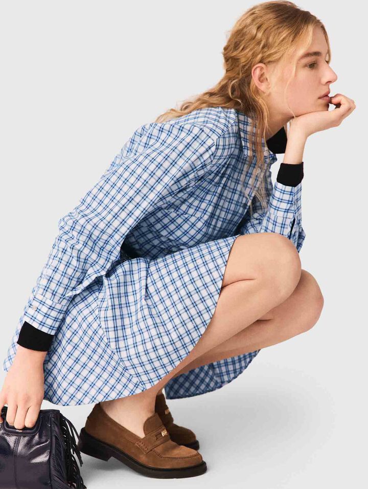 Strass-Baumwoll-Hemdblusenkleid