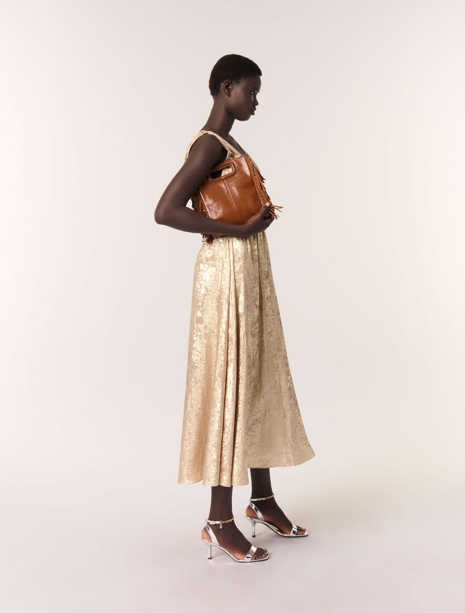 Langes Metallic-Kleid