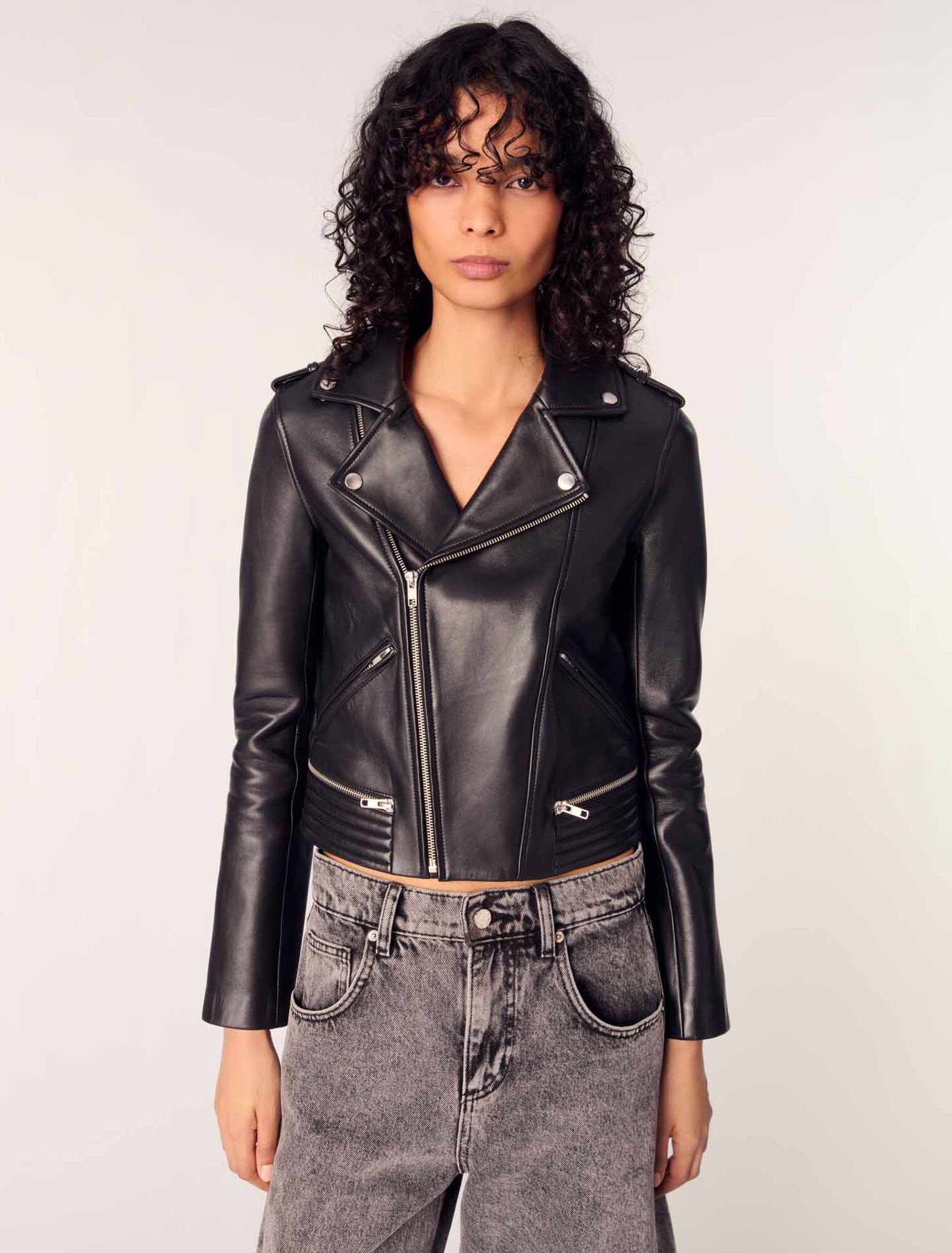Leather biker jacket