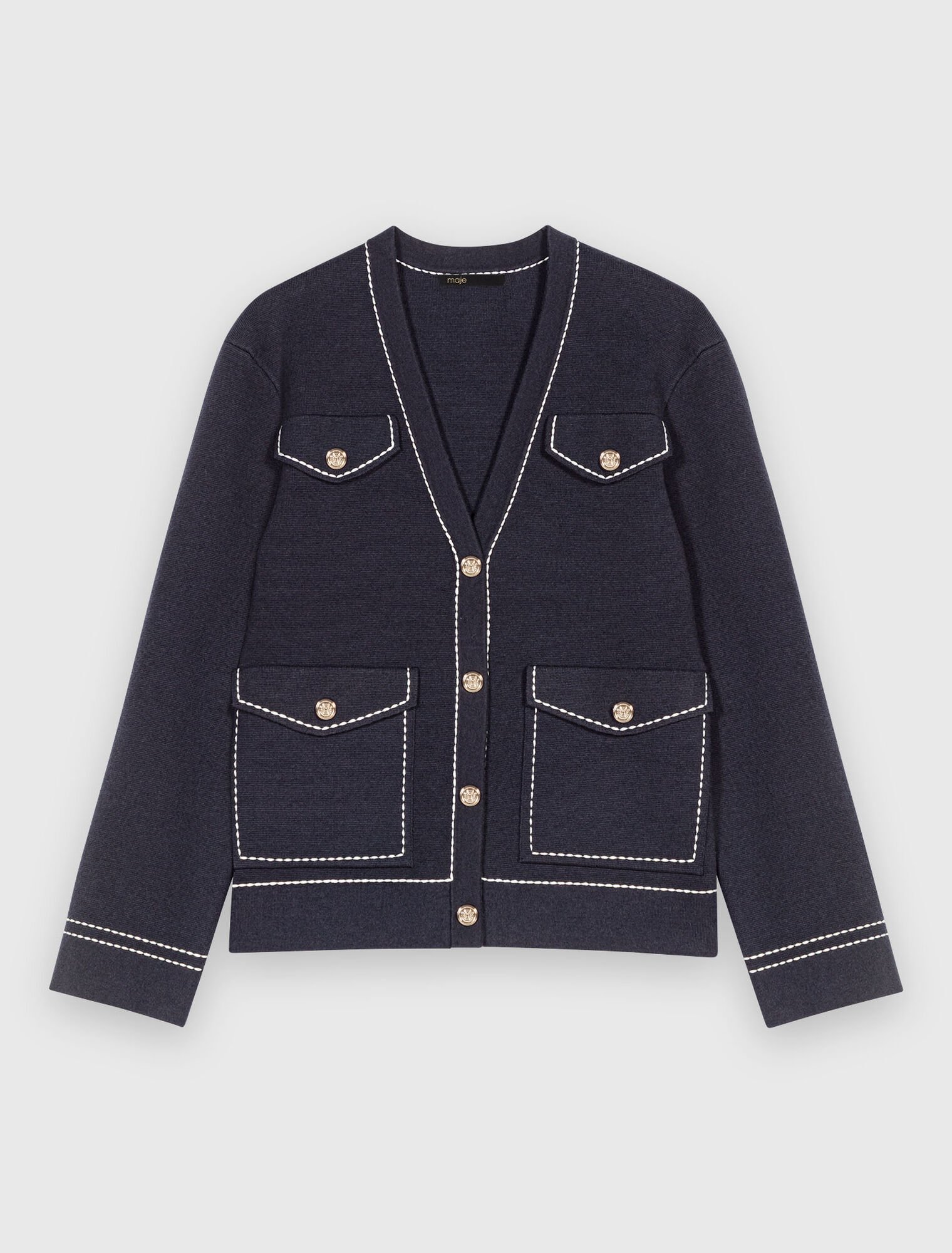 Langer Cardigan mit Steppnähten