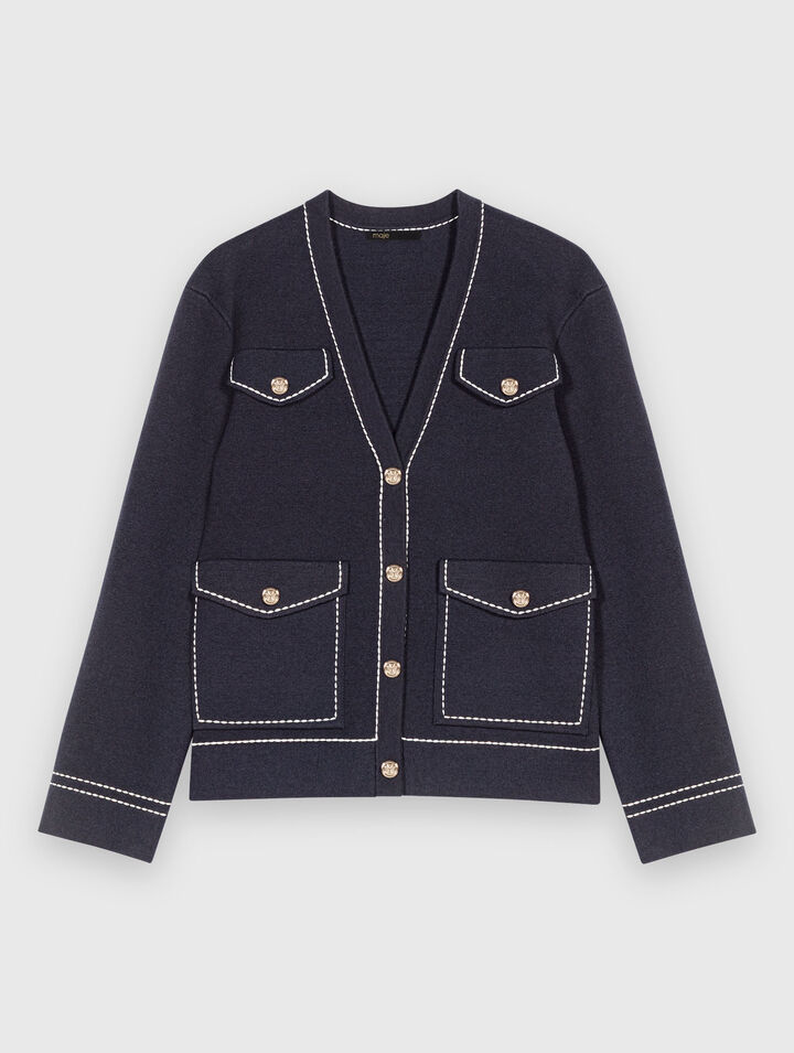 Langer Cardigan mit Steppnähten