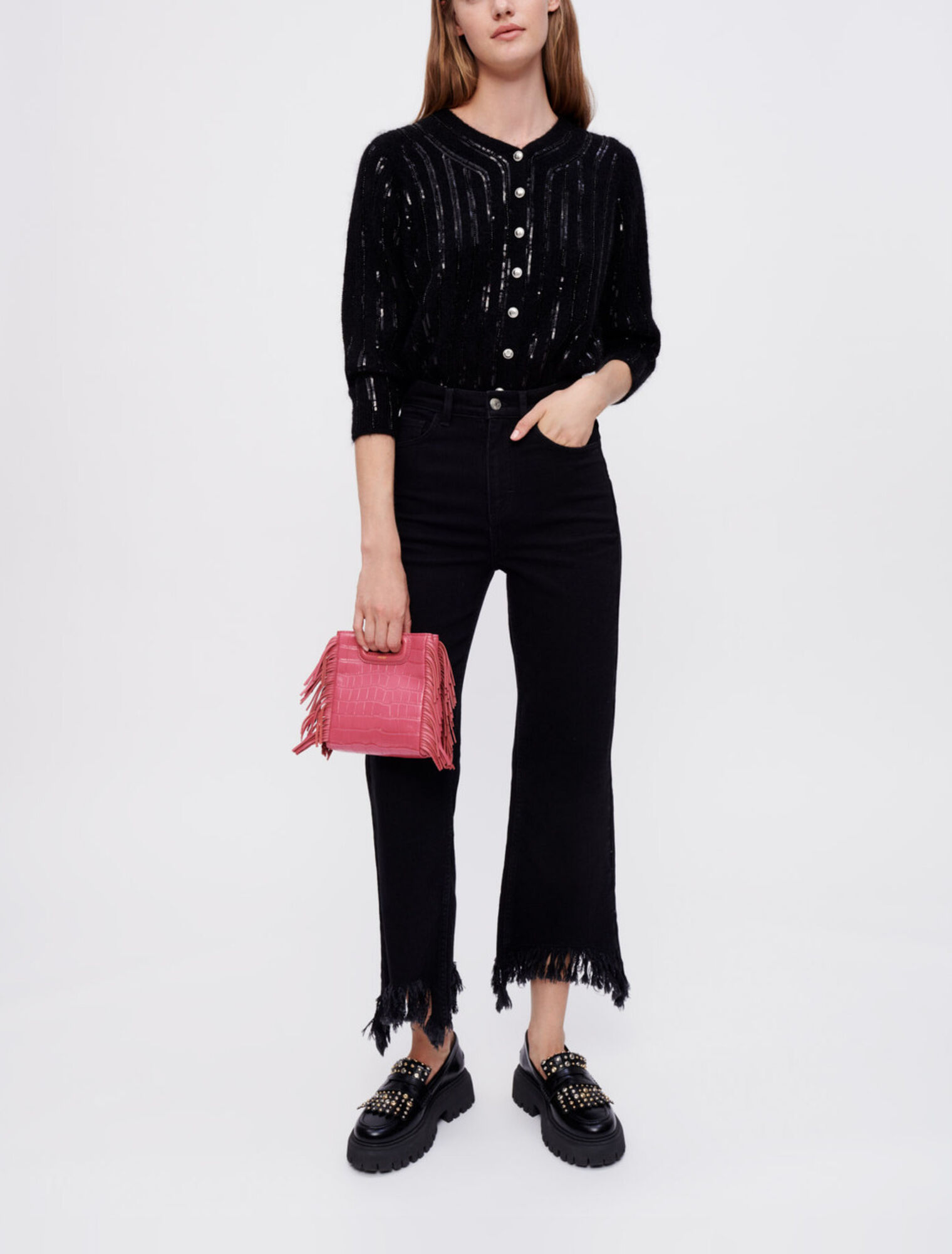 Schwarze Jeans mit hoher